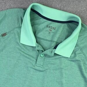Rhone Delta Pique Polo Shirt Mens XXL Green Short Sleeve Performance Golf Raglan
